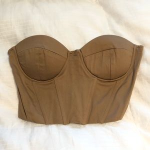 Beige/tan corset bustier crop top with lace up back from Shein NWOT